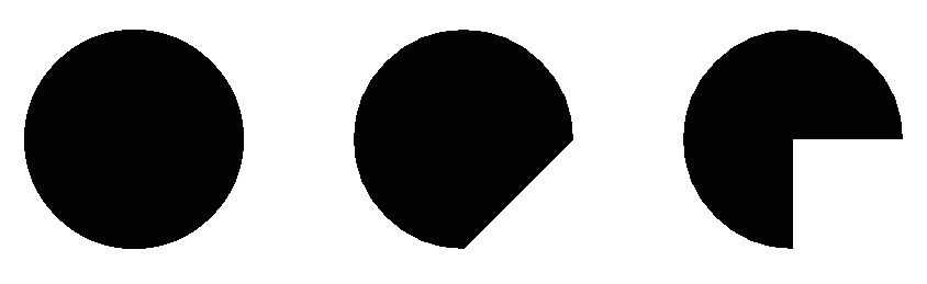 図1.5: ３つの弧が描かれている。一番右側はuseCenterをtrueにした結果