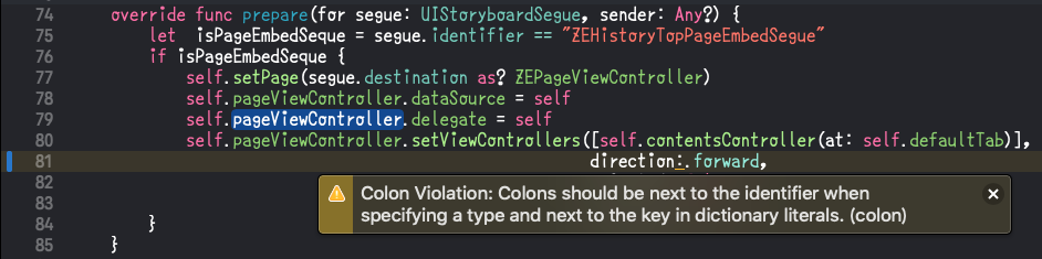 SwiftLint の warning 例
